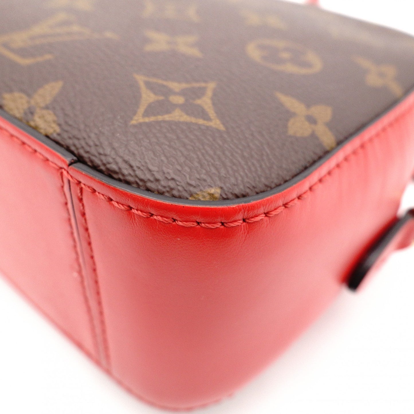 LOUIS VUITTON Santonju Shoulder Bag, Monogram Canvas, PVC, Leather, Brown and Red, Tassel