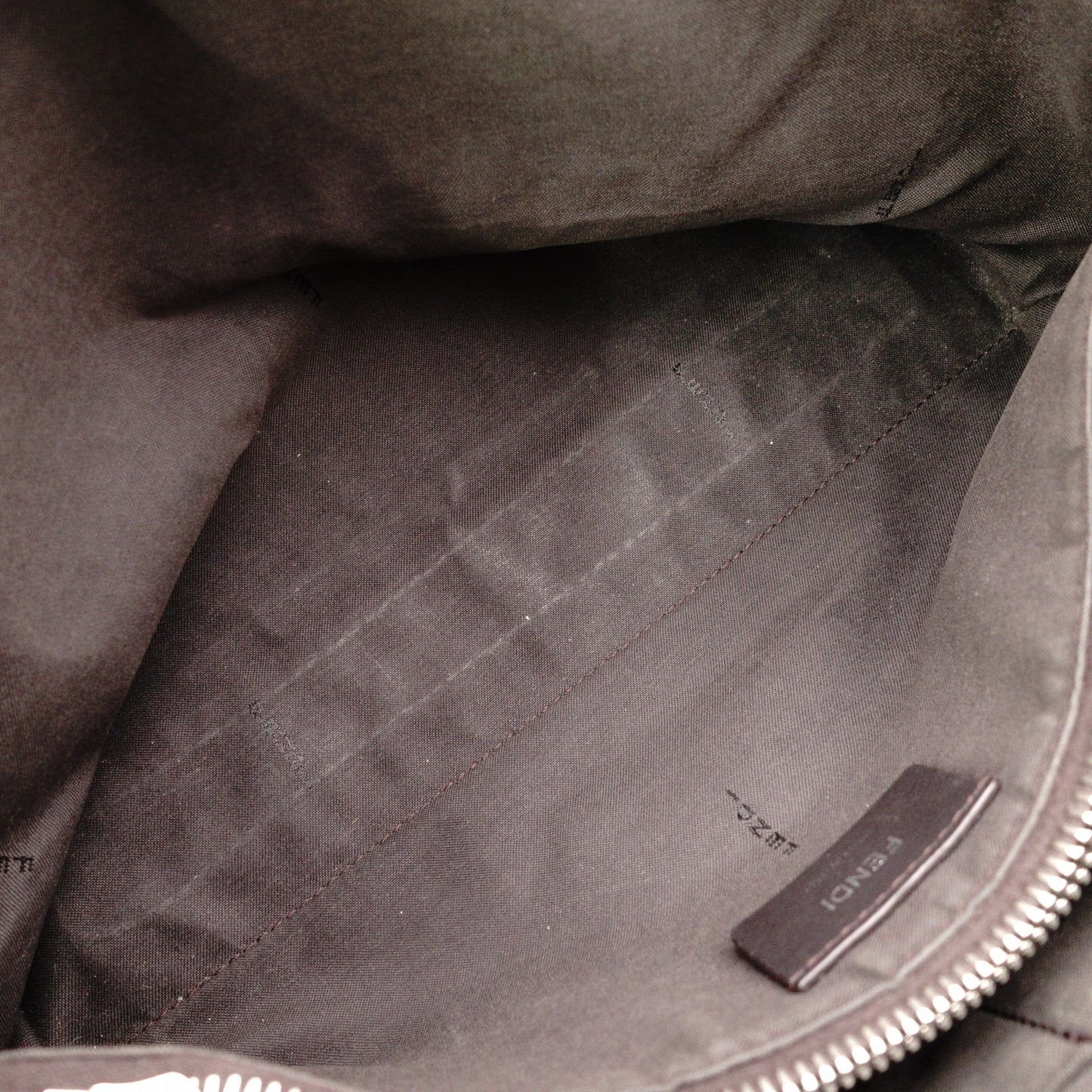FENDI Zucca By the Way Handbag, Leather, Brown x Black, with Charm