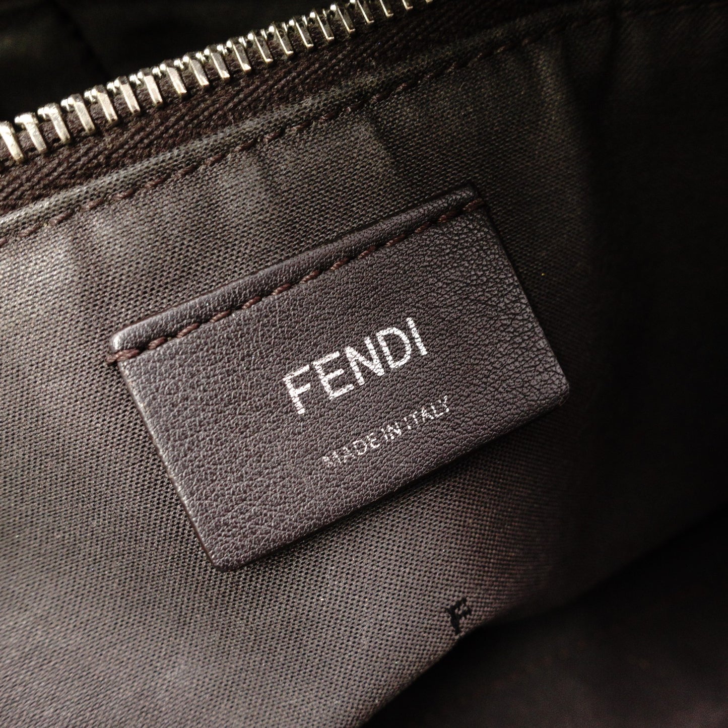 FENDI Zucca By the Way Handbag, Leather, Brown x Black, with Charm