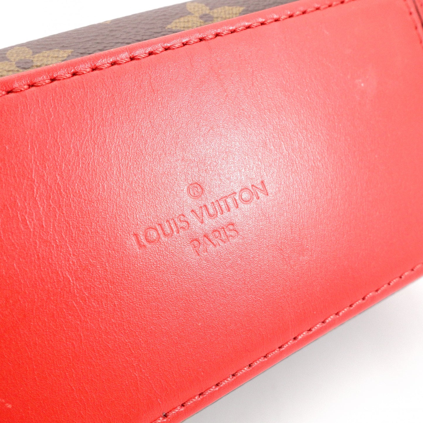 LOUIS VUITTON Santonju Shoulder Bag, Monogram Canvas, PVC, Leather, Brown and Red, Tassel