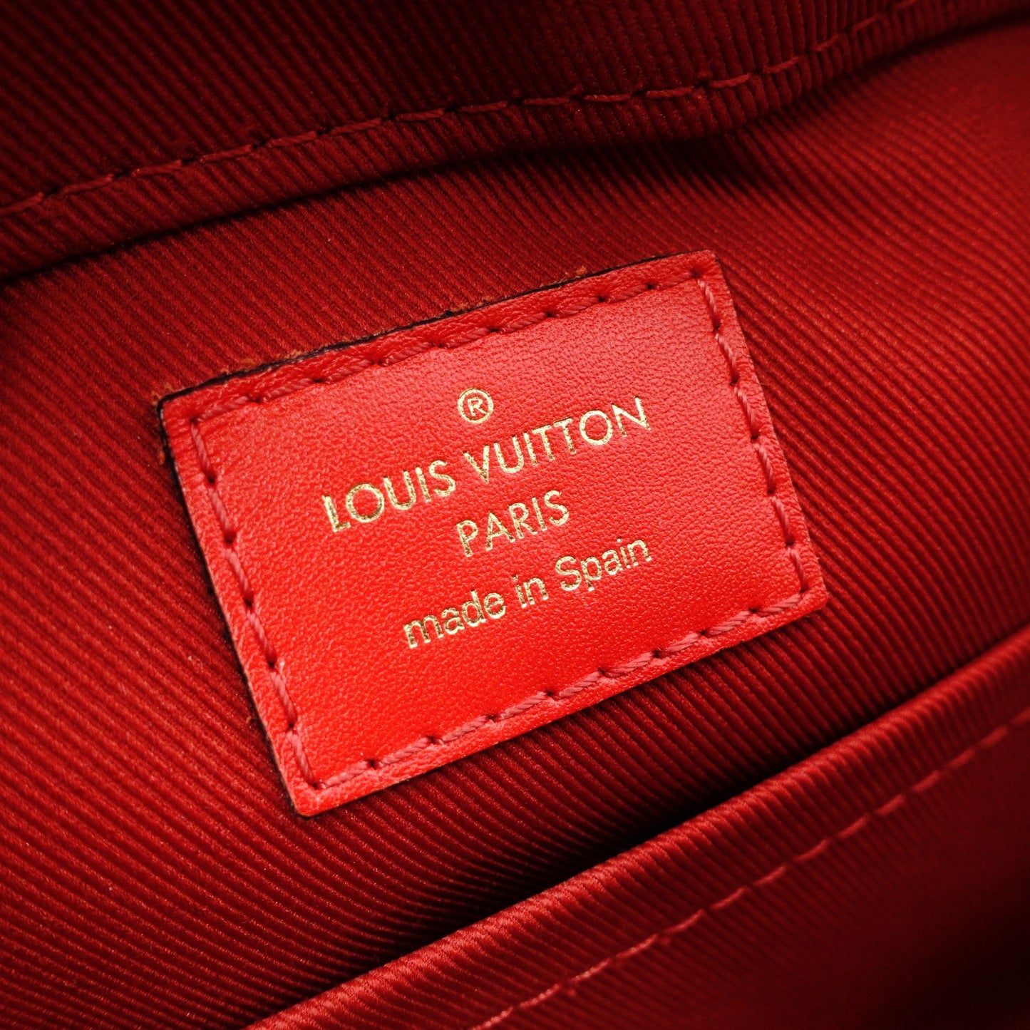 LOUIS VUITTON Santonju Shoulder Bag, Monogram Canvas, PVC, Leather, Brown and Red, Tassel
