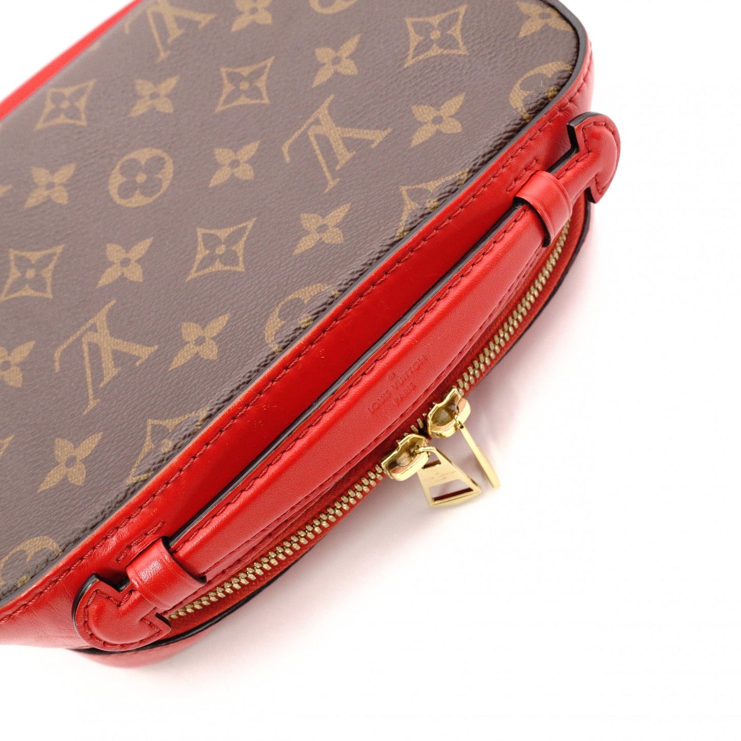 LOUIS VUITTON Santonju Shoulder Bag, Monogram Canvas, PVC, Leather, Brown and Red, Tassel