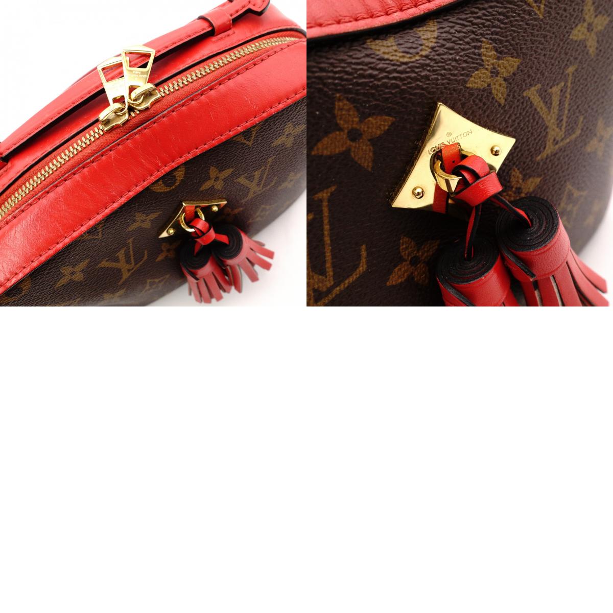 LOUIS VUITTON Santonju Shoulder Bag, Monogram Canvas, PVC, Leather, Brown and Red, Tassel