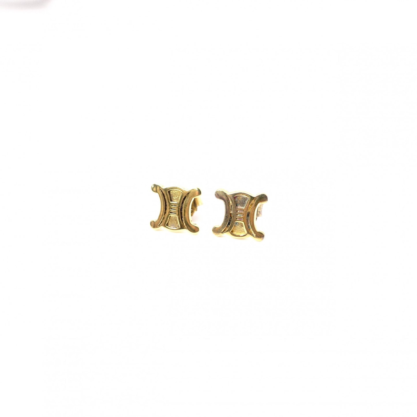 CELINE セリーヌ マカダム ピアス メタル ゴールド【中古】 レディース