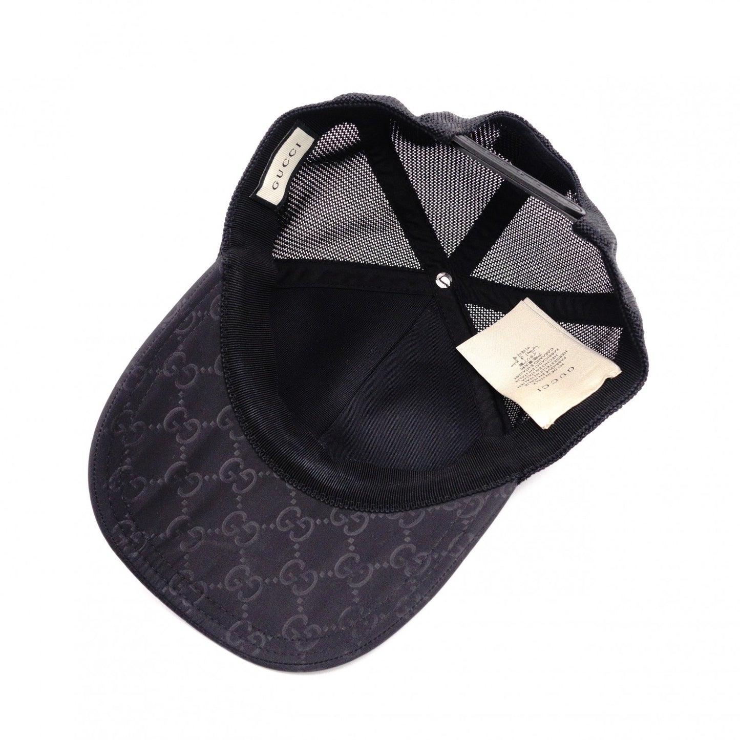 GUCCI M77806 Baseball Cap, Nylon, Black, Size M (58 cm)