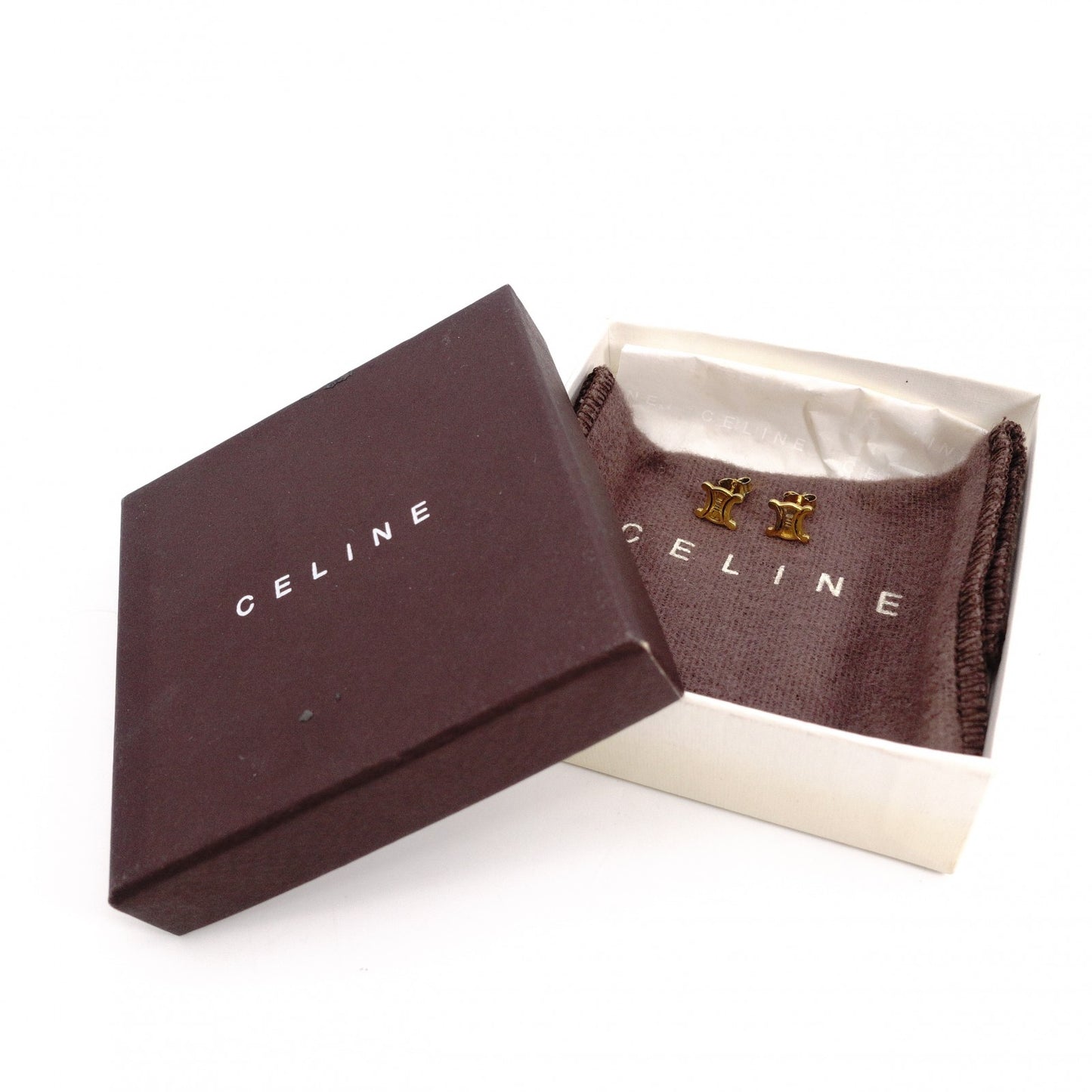 CELINE セリーヌ マカダム ピアス メタル ゴールド【中古】 レディース