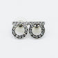 Salvatore Ferragamo Gancini Rhinestone Earrings Silver 7-12-718