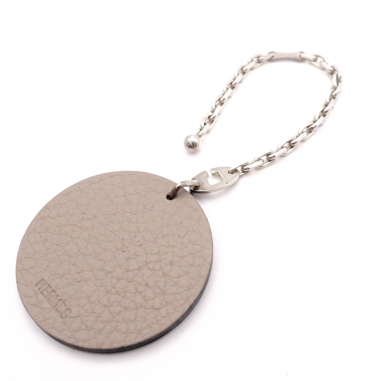 HERMES Charm, Metal and Leather, Etoupe, Gris, Taurillon Clémence