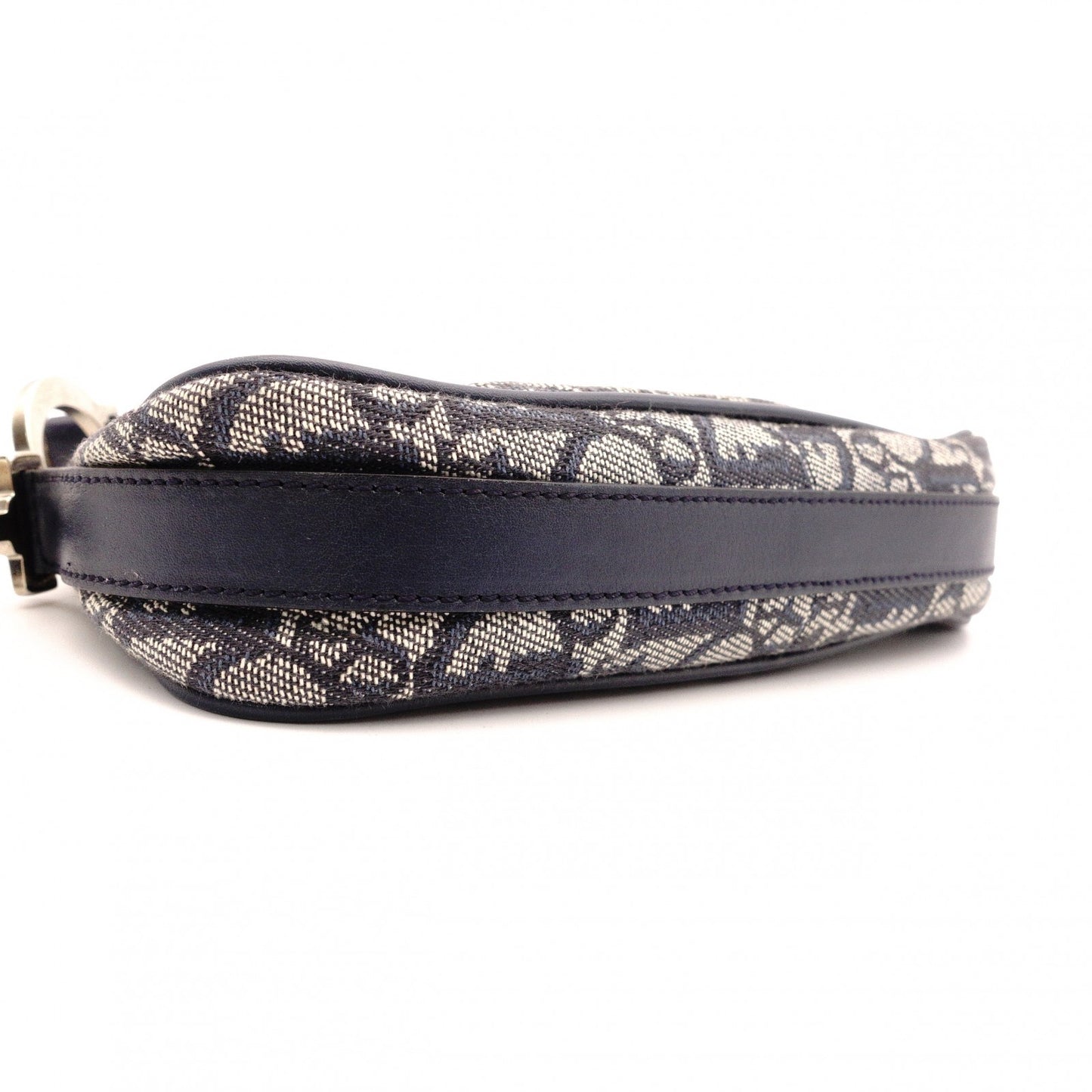 Christian Dior Trotter Shoulder Bag, Canvas and Leather, Navy, Silver Hardware