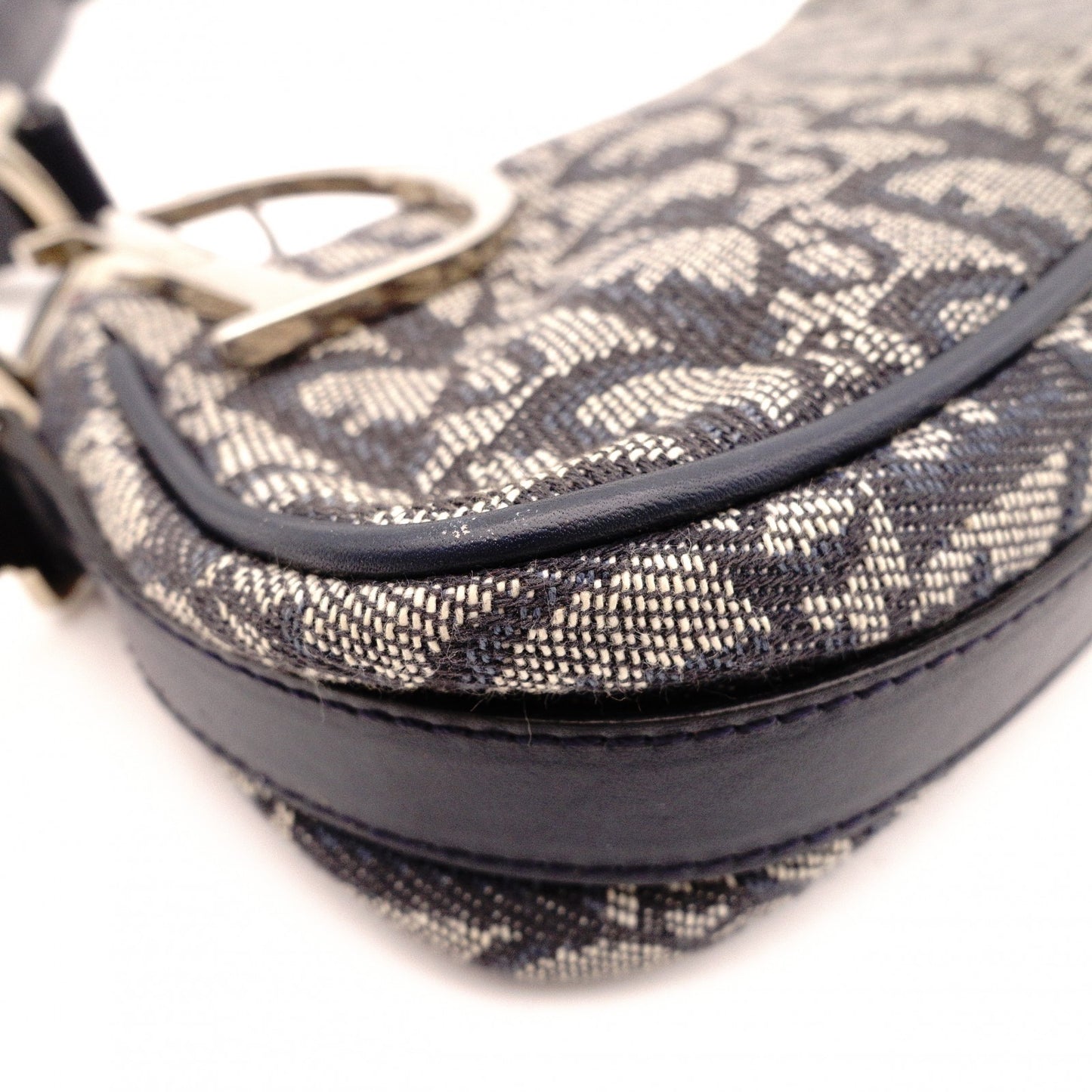 Christian Dior Trotter Shoulder Bag, Canvas and Leather, Navy, Silver Hardware