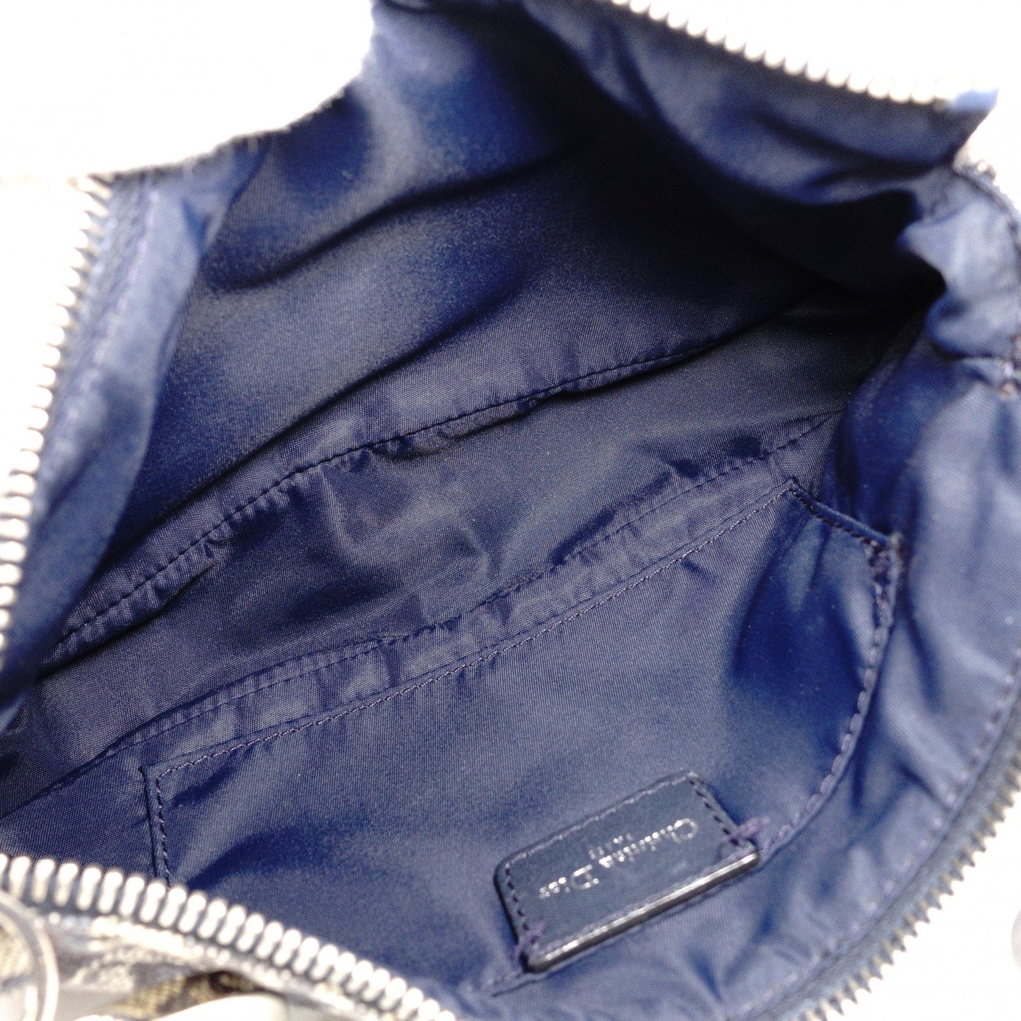 Christian Dior Trotter Shoulder Bag, Canvas and Leather, Navy, Silver Hardware