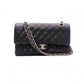 CHANEL シャネル キャビアスキン クラシック Wフラップ ショルダーバッグ レザー ブラック【中古】 レディース