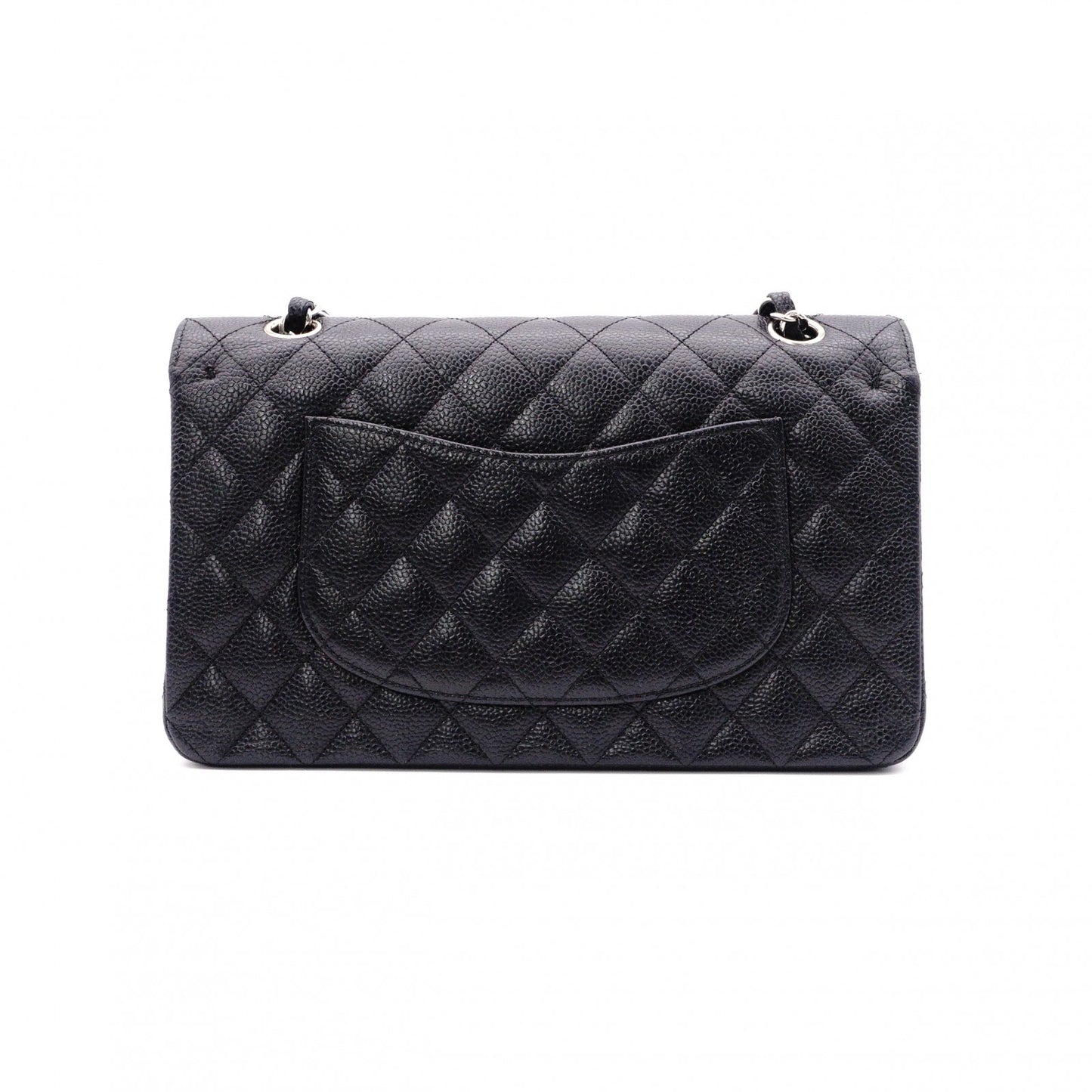 CHANEL シャネル キャビアスキン クラシック Wフラップ ショルダーバッグ レザー ブラック【中古】 レディース