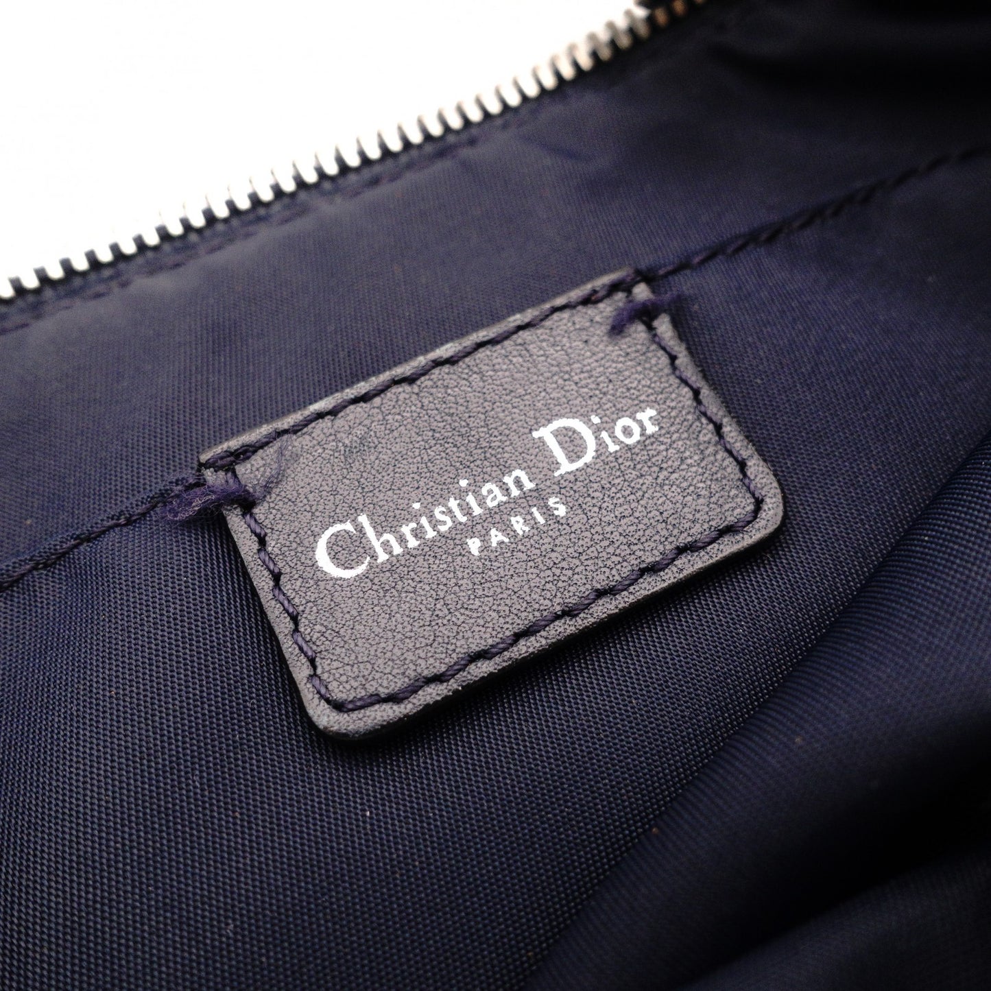 Christian Dior Trotter Shoulder Bag, Canvas and Leather, Navy, Silver Hardware