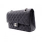 CHANEL シャネル キャビアスキン クラシック Wフラップ ショルダーバッグ レザー ブラック【中古】 レディース