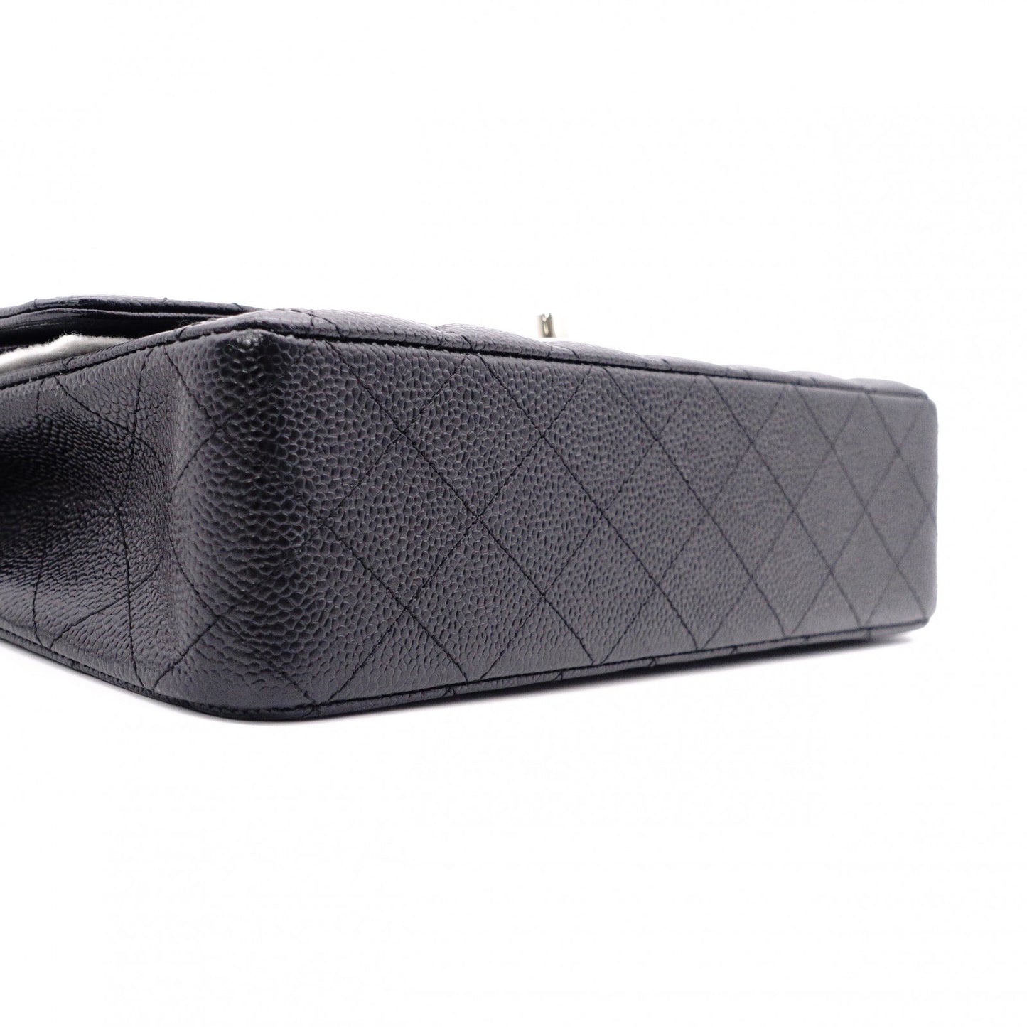CHANEL シャネル キャビアスキン クラシック Wフラップ ショルダーバッグ レザー ブラック【中古】 レディース