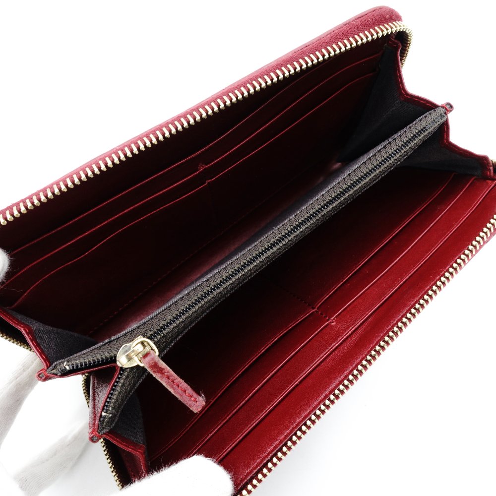 FENDI Zucca Zippy Wallet Long Wallet Brown × Red Canvas Leather Wallet with Box 7-12-234