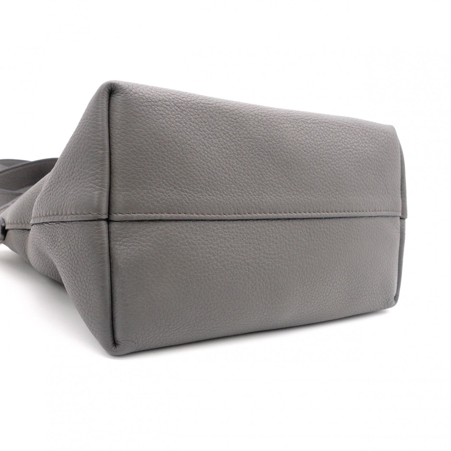 PRADA Handbag, Leather, Gray, 2-Way Crossbody, Gold Hardware, Triangle Logo