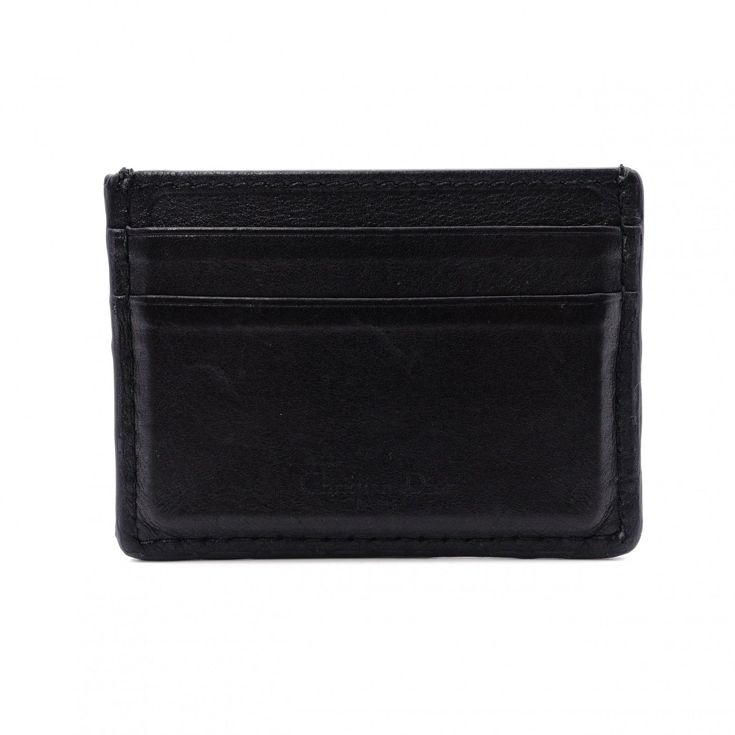 Dior Card Case, Leather, Black, Logo, Gold Hardware
