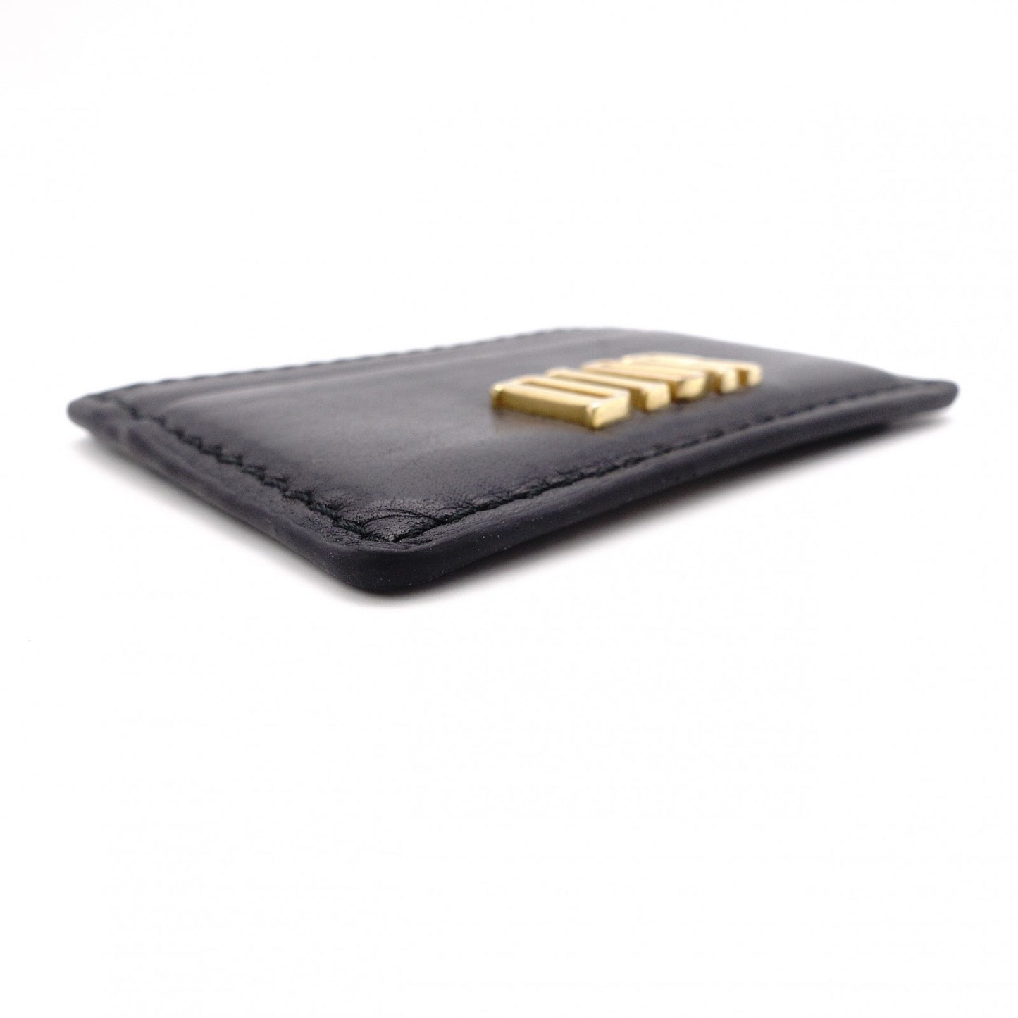 Dior Card Case, Leather, Black, Logo, Gold Hardware