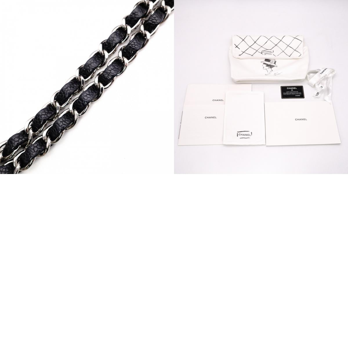 CHANEL シャネル キャビアスキン クラシック Wフラップ ショルダーバッグ レザー ブラック【中古】 レディース