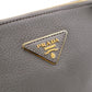 PRADA Handbag, Leather, Gray, 2-Way Crossbody, Gold Hardware, Triangle Logo