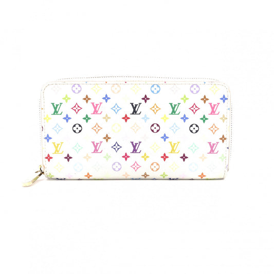 LOUIS VUITTON Zippy Wallet Monogram Multicolor Long Wallet PVC White-Toned Wallet with Gold Hardware