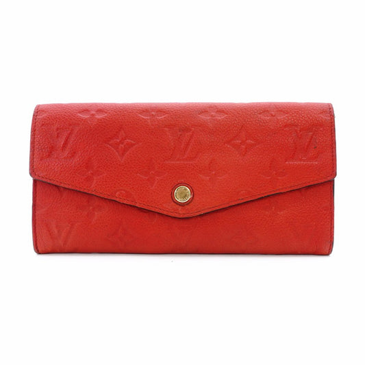 LOUIS VUITTON Monogram Implant Portefeuille Curly Long Wallet Red Leather Red 7-12-747