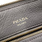 PRADA Handbag, Leather, Gray, 2-Way Crossbody, Gold Hardware, Triangle Logo