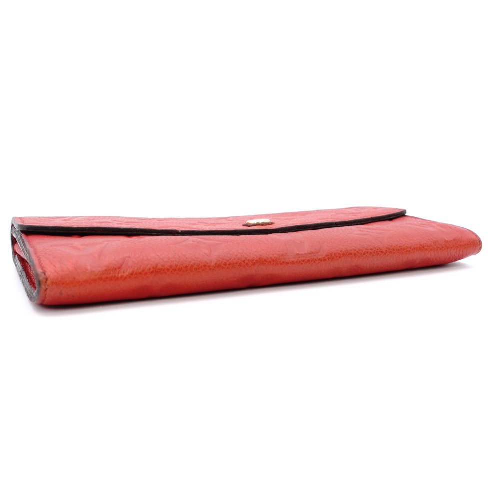 LOUIS VUITTON Monogram Implant Portefeuille Curly Long Wallet Red Leather Red 7-12-747