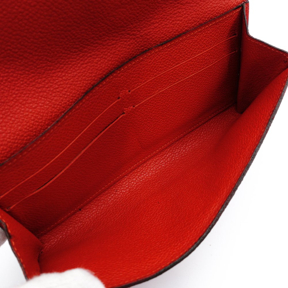 LOUIS VUITTON Monogram Implant Portefeuille Curly Long Wallet Red Leather Red 7-12-747