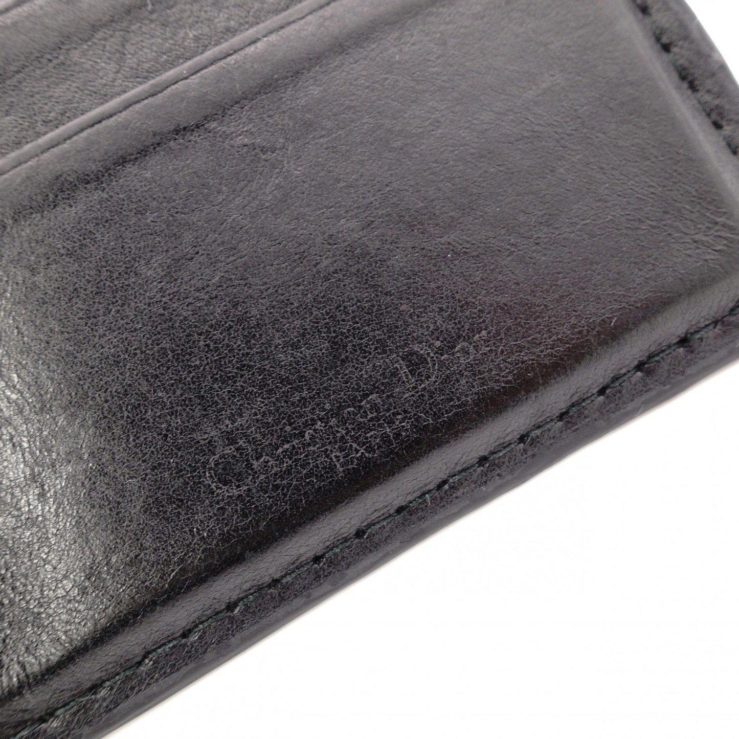 Dior Card Case, Leather, Black, Logo, Gold Hardware