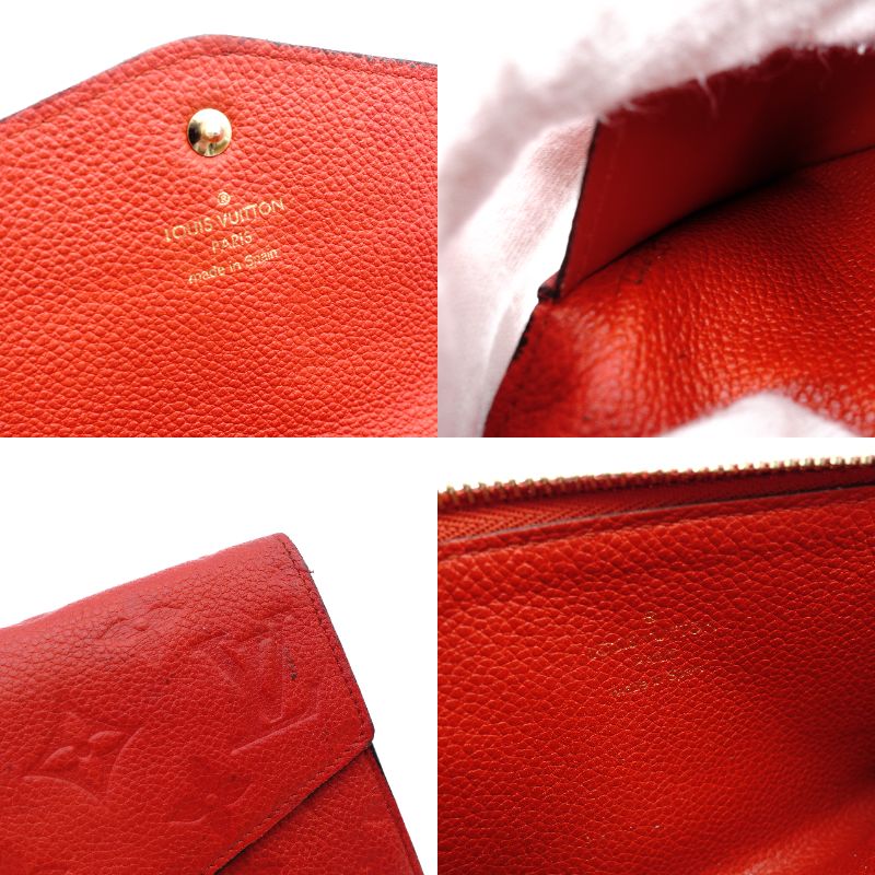 LOUIS VUITTON Monogram Implant Portefeuille Curly Long Wallet Red Leather Red 7-12-747