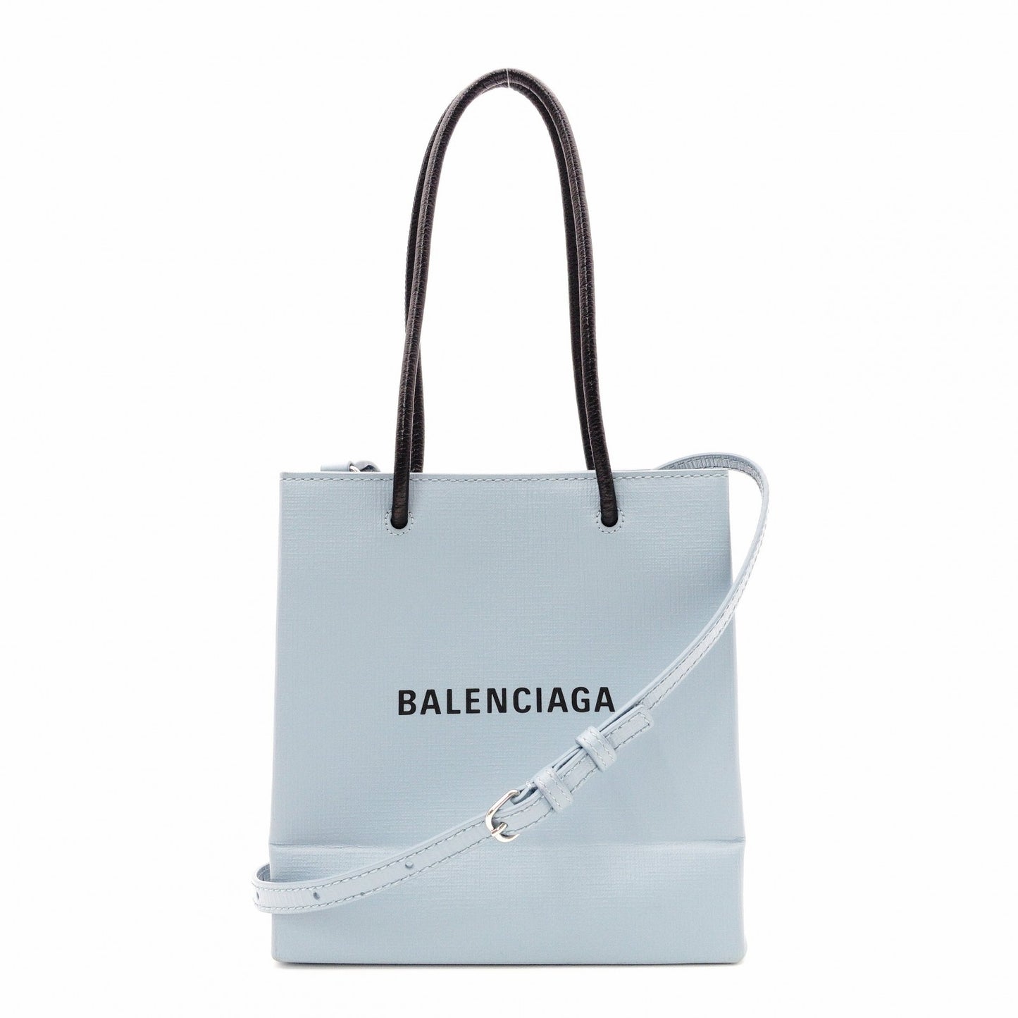 BALENCIAGA Shopping Tote Handbag, Leather, Blue, 2-Way