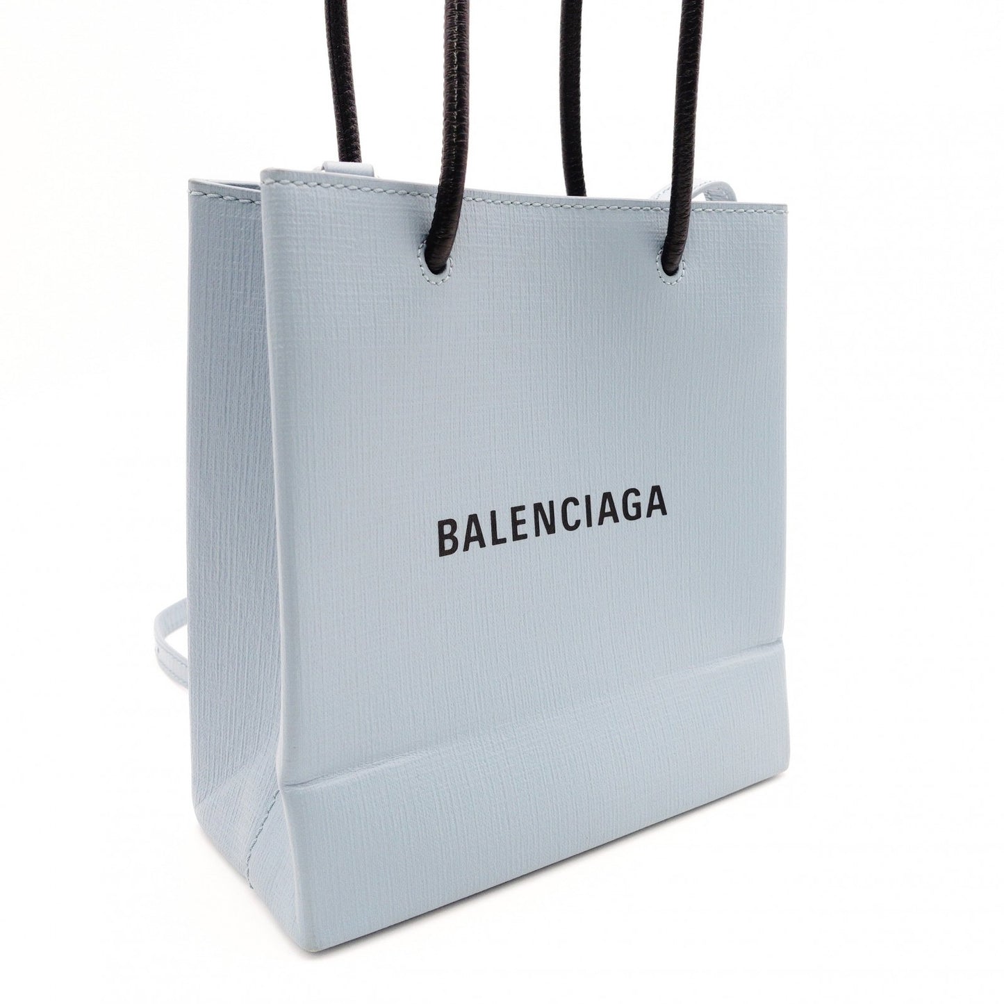 BALENCIAGA Shopping Tote Handbag, Leather, Blue, 2-Way