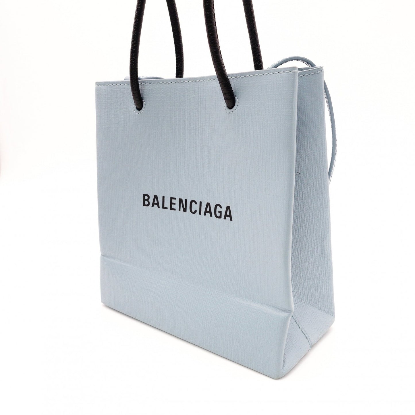 BALENCIAGA Shopping Tote Handbag, Leather, Blue, 2-Way