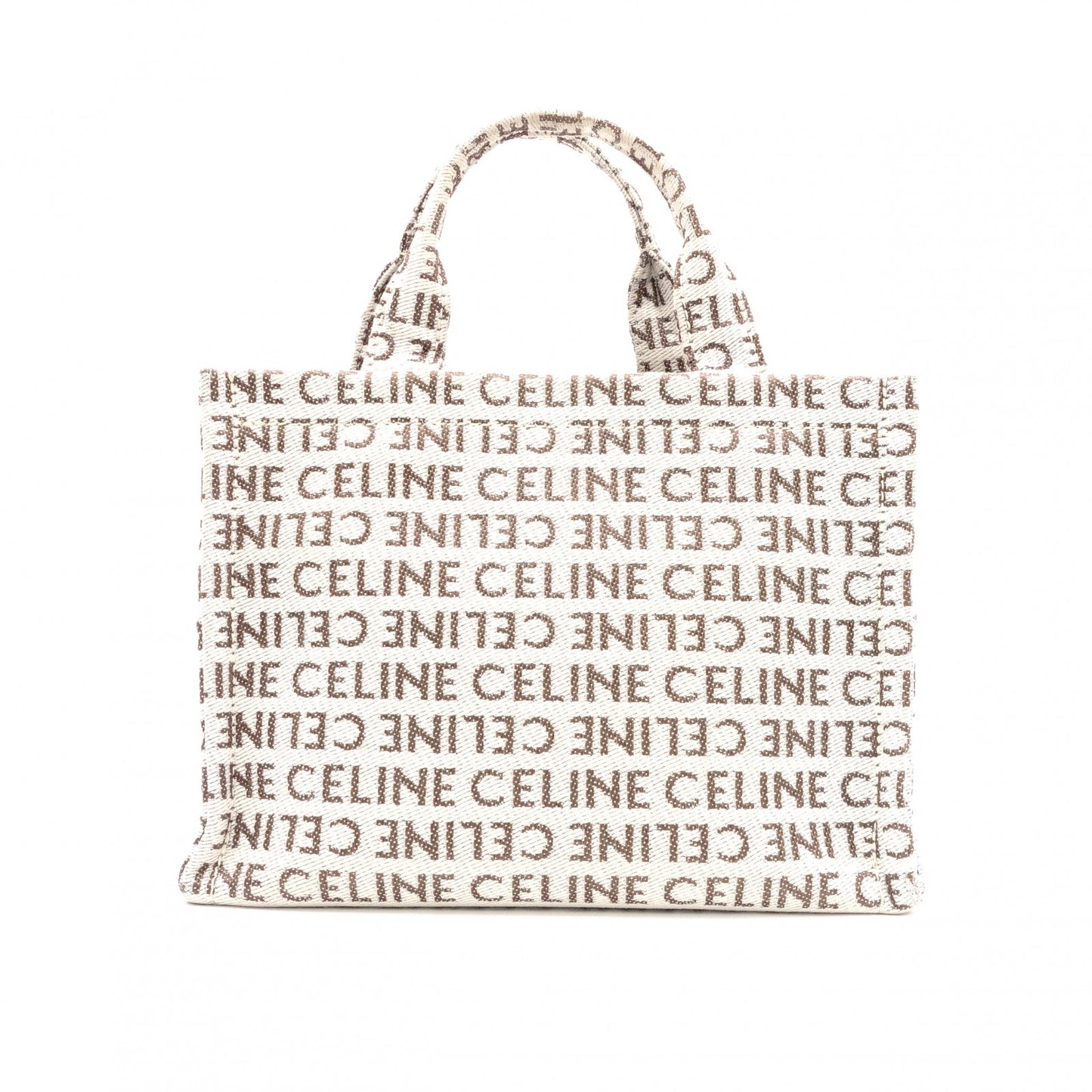 CELINE Triomphe Handbag, Canvas/Leather, White, 2-Way Crossbody, Logo