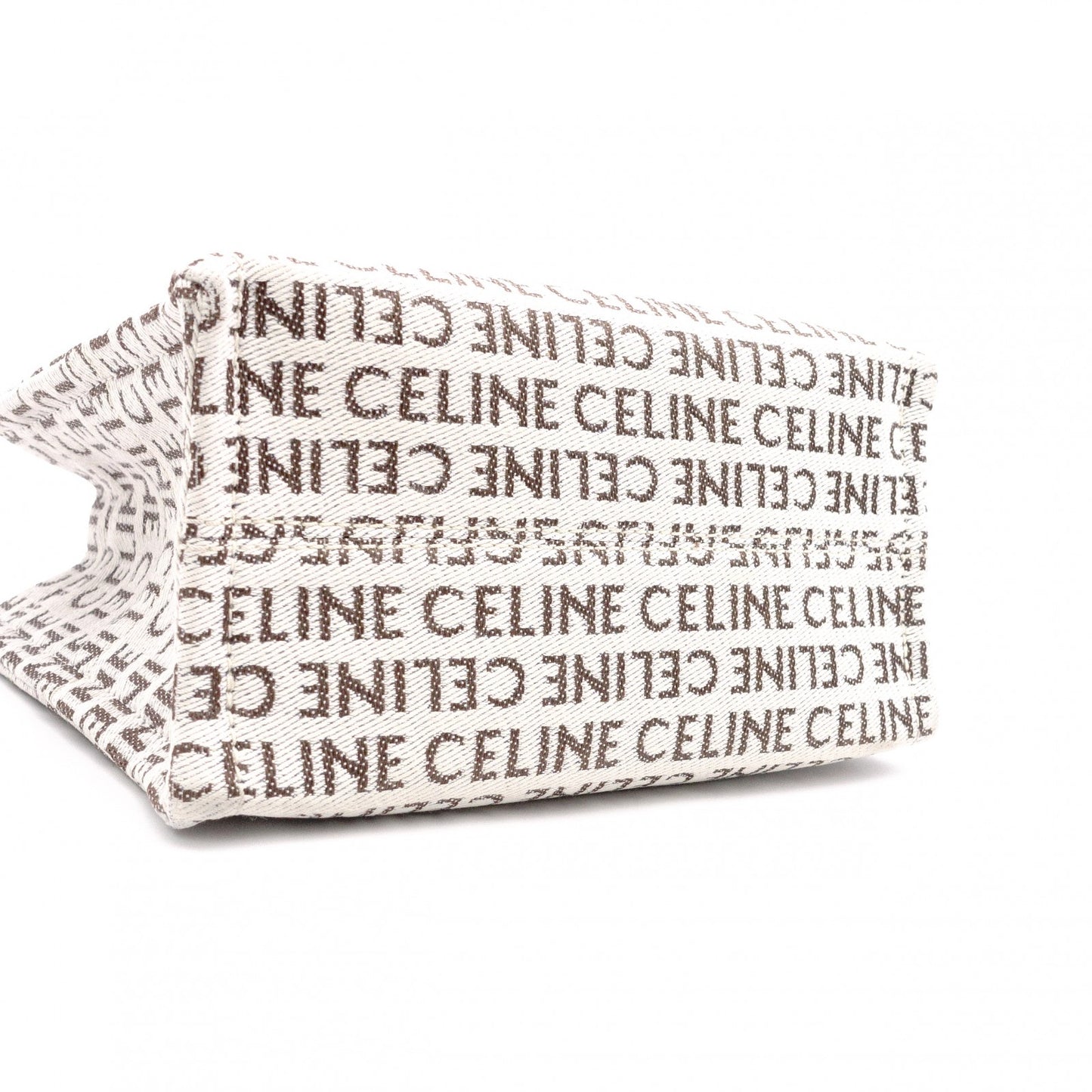 CELINE Triomphe Handbag, Canvas/Leather, White, 2-Way Crossbody, Logo