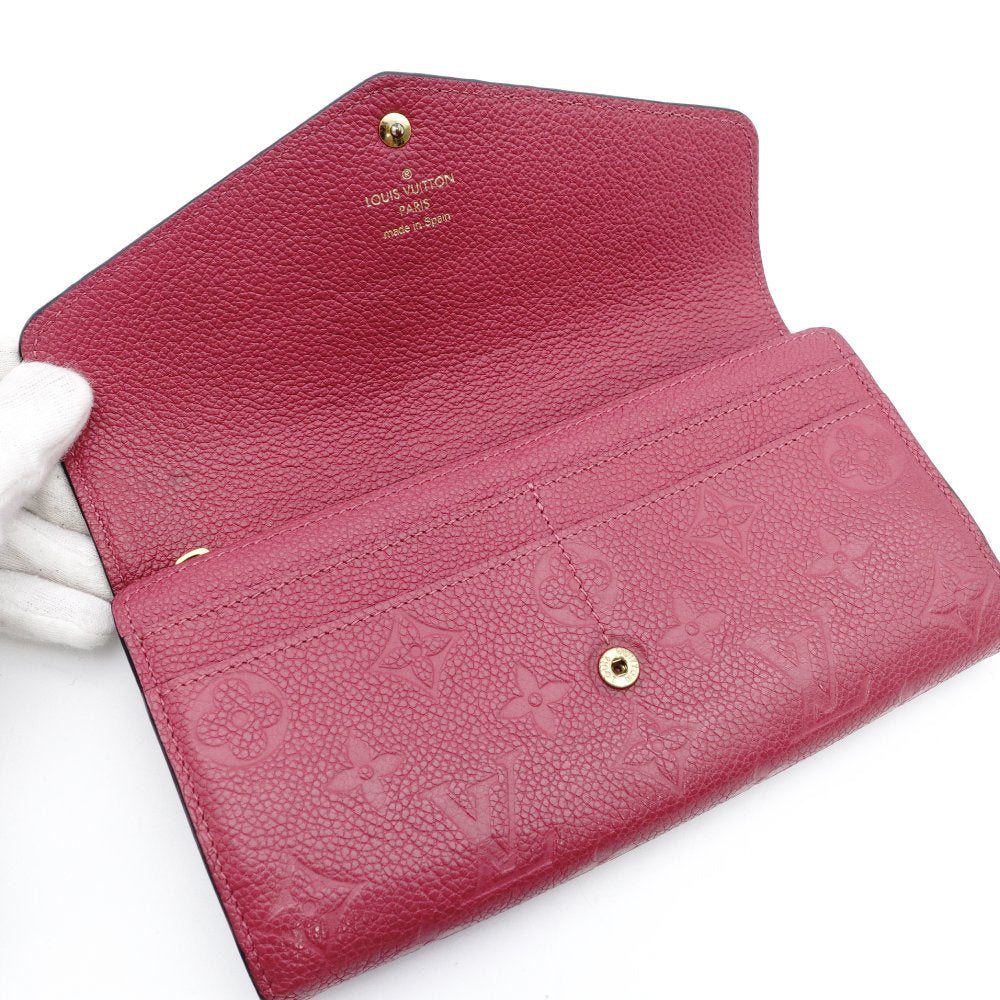 LOUIS VUITTON Portefeuille Sarah Monogram Implant Long Wallet Leather Pink M61181 Wallet 7-12-446