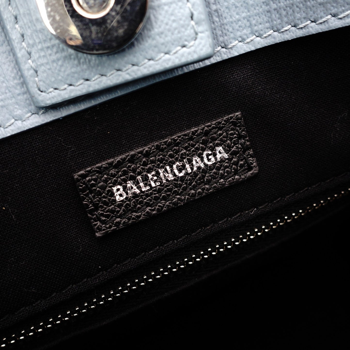 BALENCIAGA Shopping Tote Handbag, Leather, Blue, 2-Way