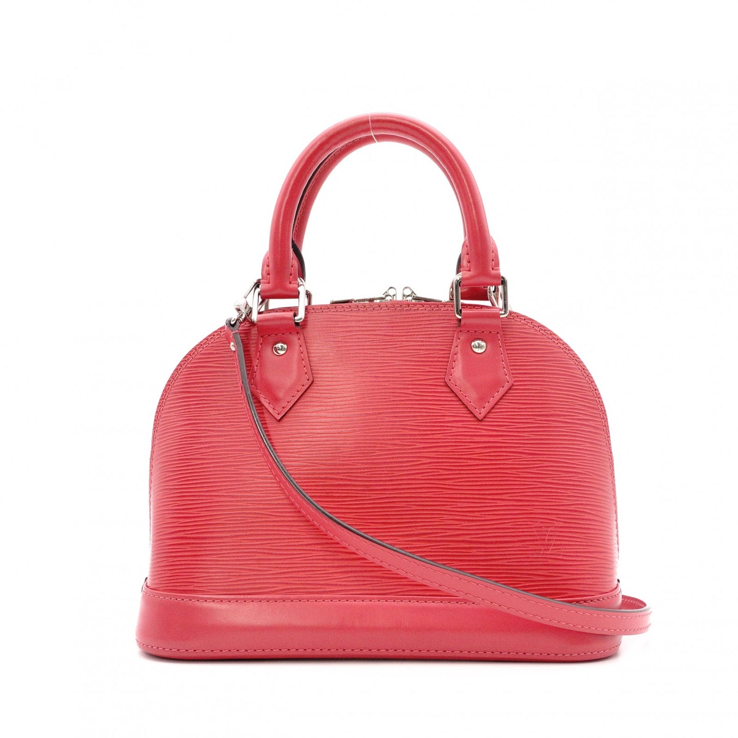 LOUIS VUITTON Alma BB Handbag, Leather, Pink Tones, 2-Way Crossbody, Silver Hardware