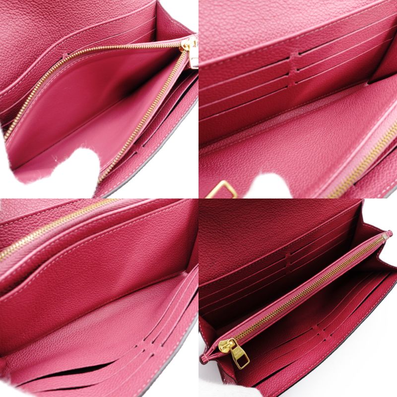 LOUIS VUITTON Portefeuille Sarah Monogram Implant Long Wallet Leather Pink M61181 Wallet 7-12-446