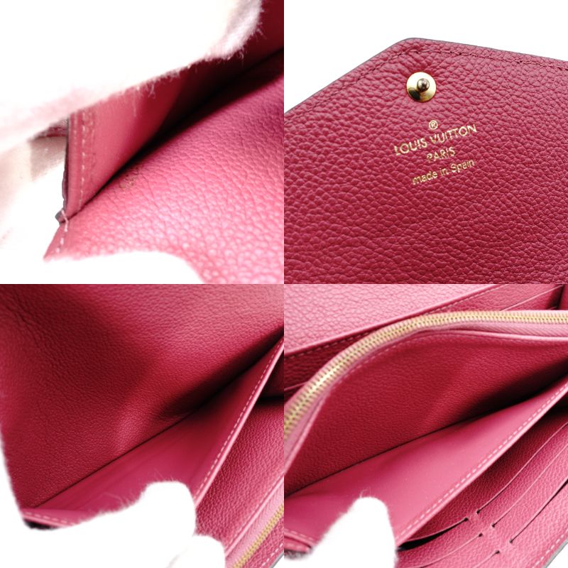 LOUIS VUITTON Portefeuille Sarah Monogram Implant Long Wallet Leather Pink M61181 Wallet 7-12-446