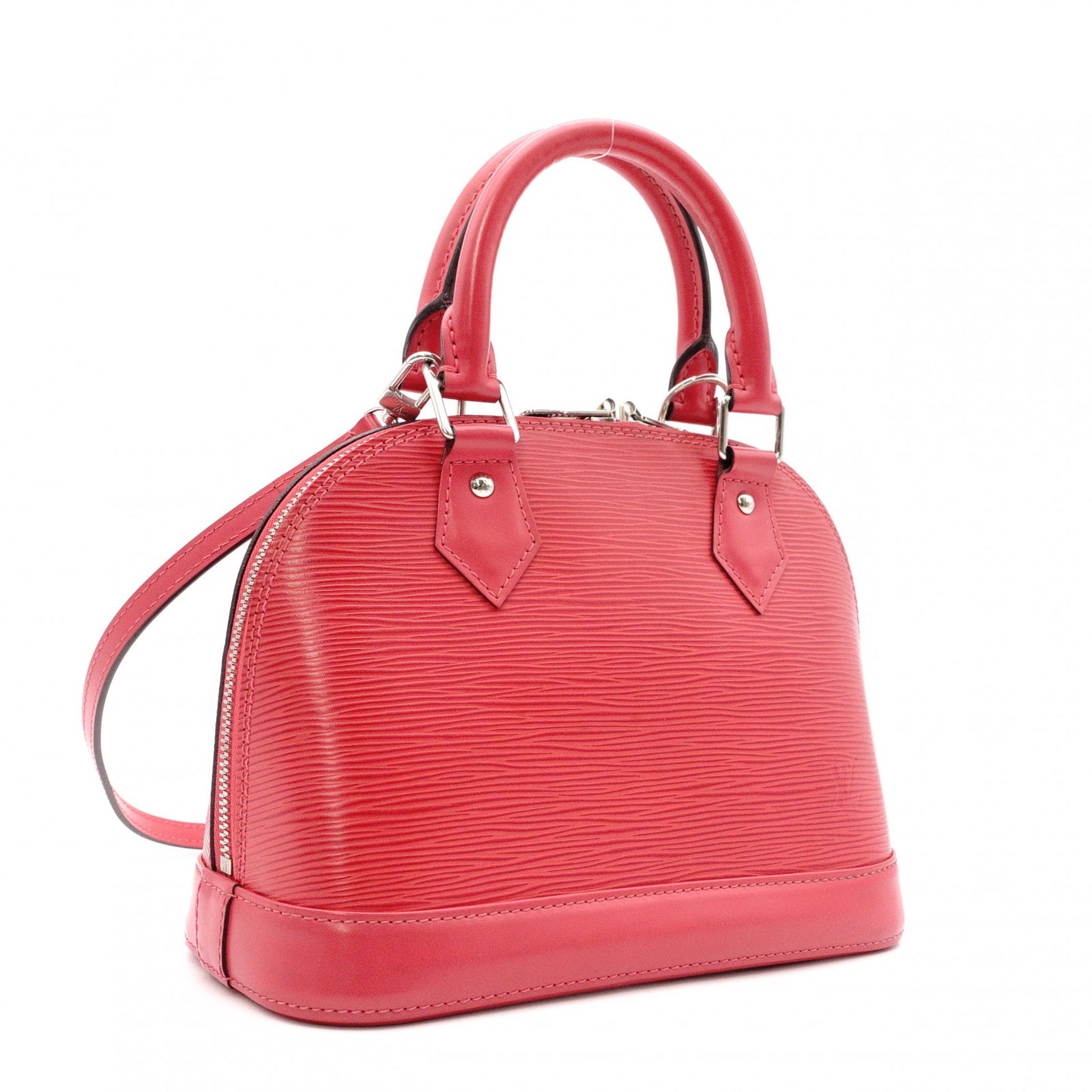 LOUIS VUITTON Alma BB Handbag, Leather, Pink Tones, 2-Way Crossbody, Silver Hardware