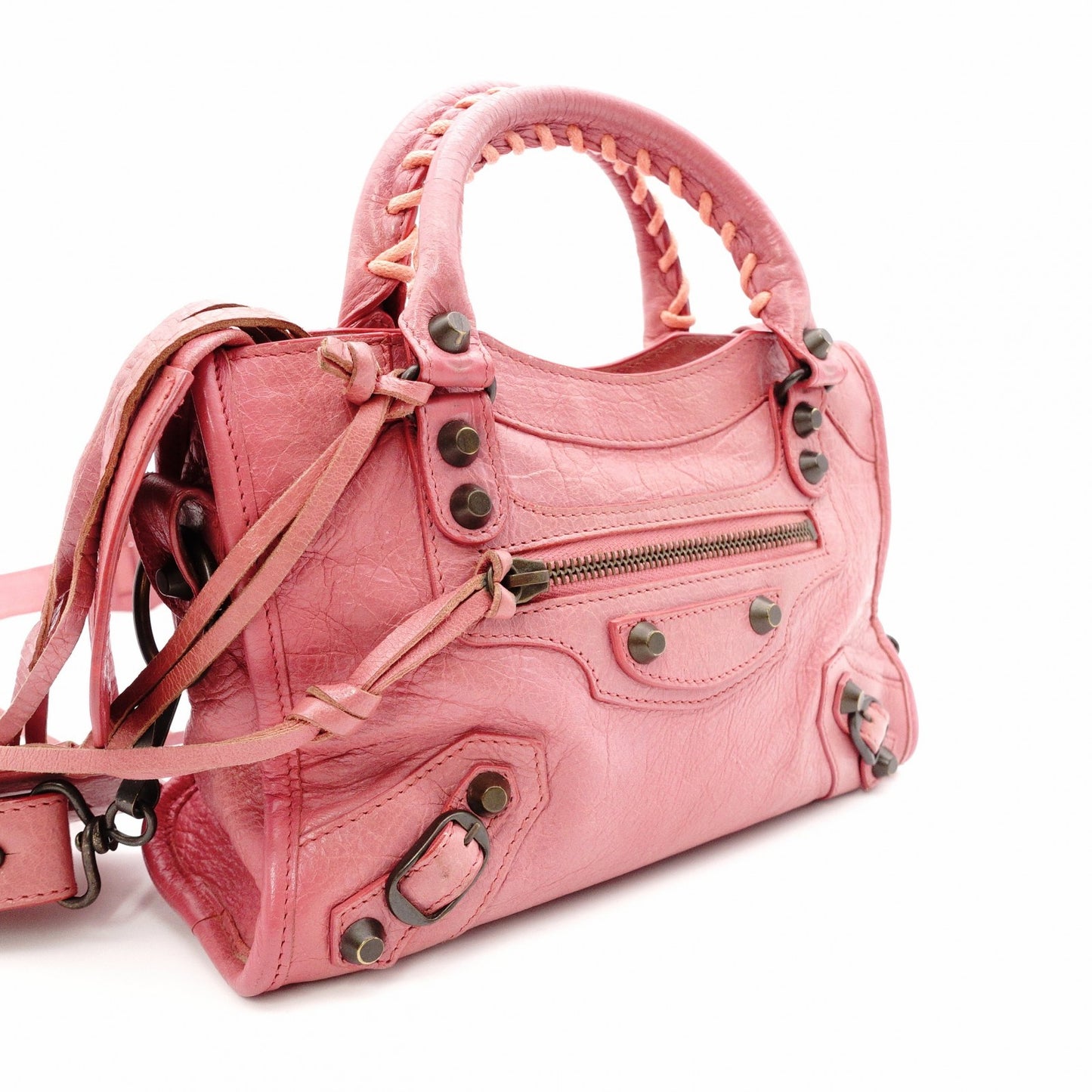 BALENCIAGA City The First Handbag, Leather, Pink, 2-Way
