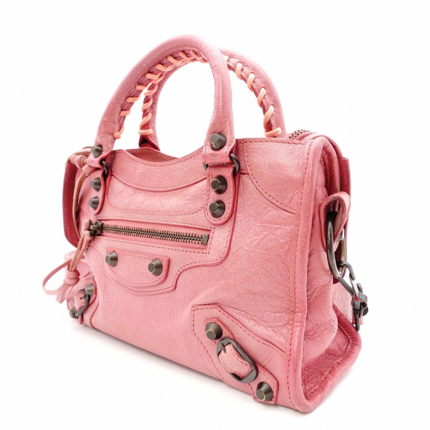 BALENCIAGA City The First Handbag, Leather, Pink, 2-Way