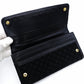 PRADA Long Wallet Black Nylon Leather Wallet Black Gold Hardware Logo with Card Case 7-11-432