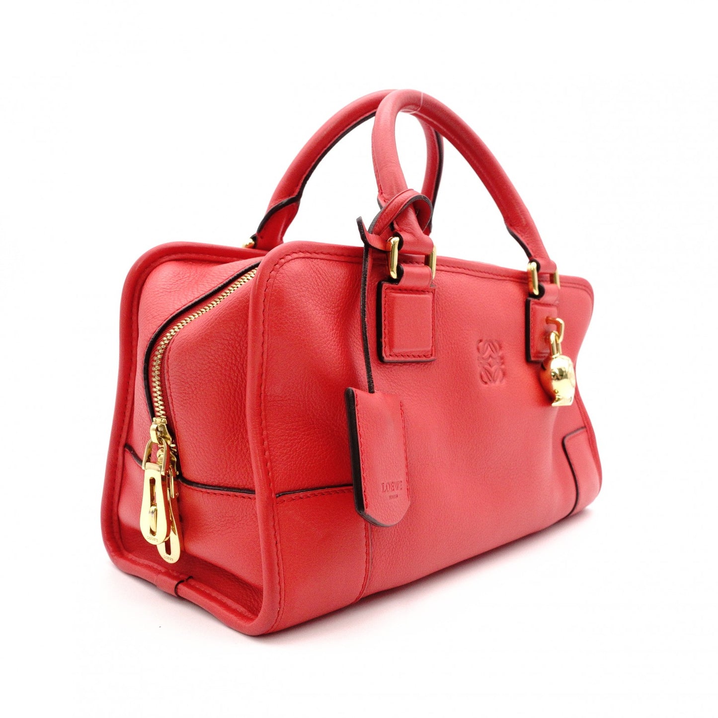 LOEWE Amazonas Handbag, Leather, Red, Anagram, Gold Hardware