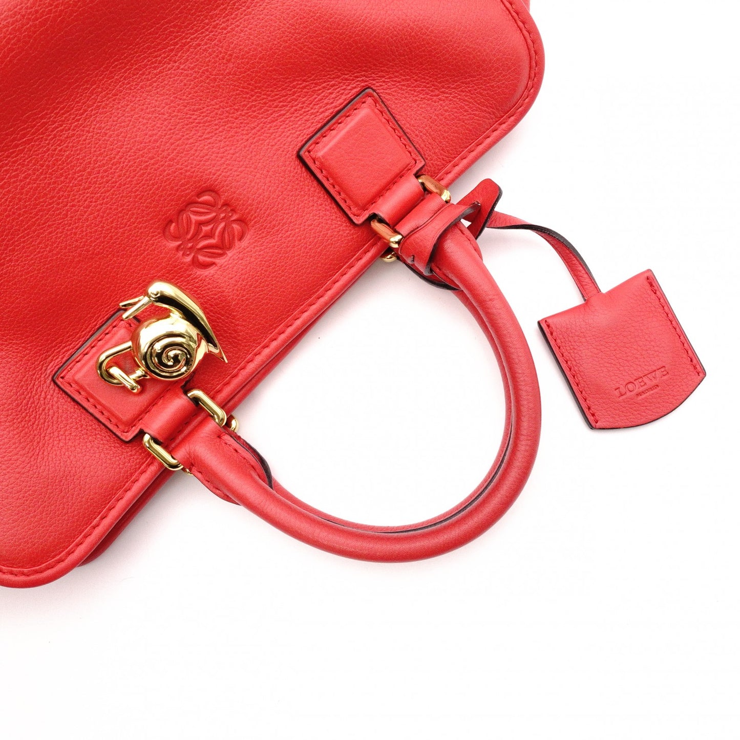 LOEWE Amazonas Handbag, Leather, Red, Anagram, Gold Hardware