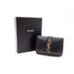 SAINT LAURENT Tiny Wallet Origami Cassandra Tri-fold Wallet, Leather, Black with Gold Hardware